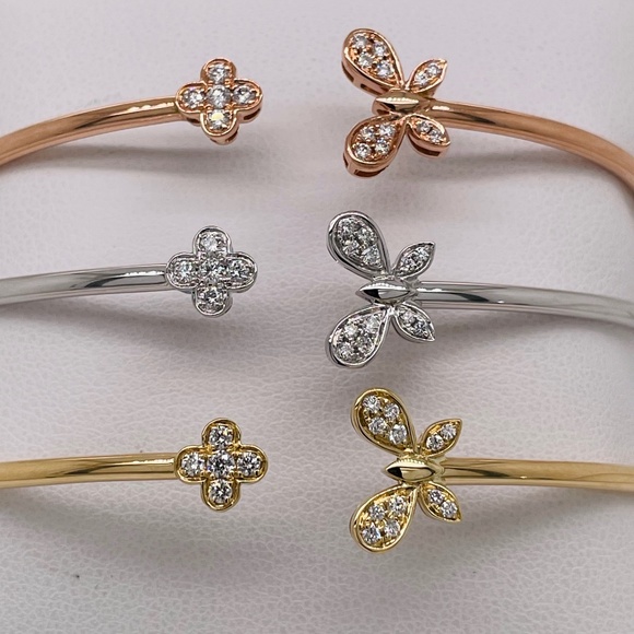 14k Rose Gold Parade In Color Butterfly Bangle bracelet by  18K BUTTERFLY BANGLE